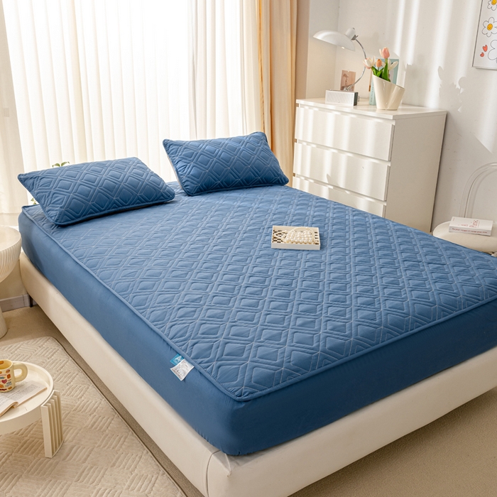 91家纺网 家纺一手货源 找家纺 云玲时尚 2025新款三防磨毛防水夹棉单人枕套 牛仔蓝