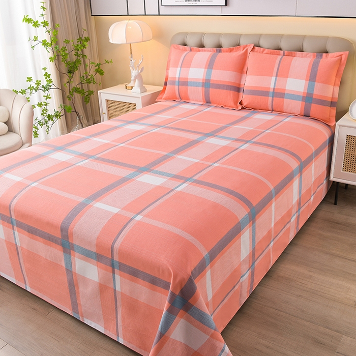 91家纺网 家纺一手货源 找家纺 润淳家居 2025新款老粗布三件套及单品 清意格 桔