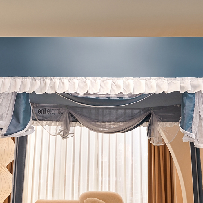 91家纺网 家纺一手货源 找家纺 锦逸家居 2025新款坐床式防摔遮光蚊帐 巴塞罗纳-不遮光