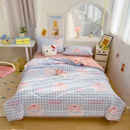 太阳树家纺 2025新款A类母婴级双层纱大豆被大豆纤维夏被 蛋糕猫