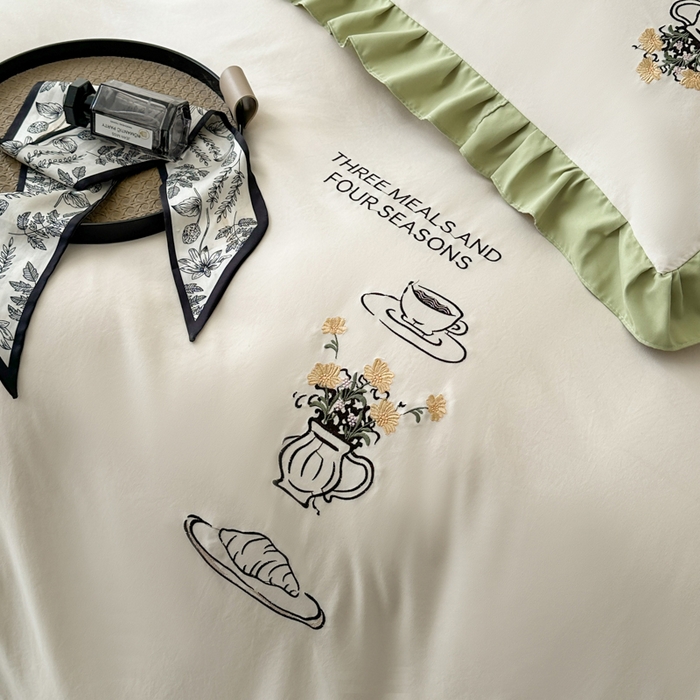 91家纺网 家纺一手货源 找家纺 （总）汣沐生活 2025新款亲肤绣花花边四件套