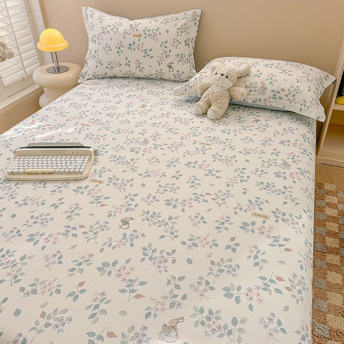 91家纺网 家纺一手货源 找家纺 2025新款12868全棉套件单品系列二单床笠 温暖思绪