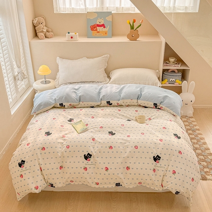 绵庭家纺 2025新款12868全棉套件单品系列二单被套 甜心蜜趣