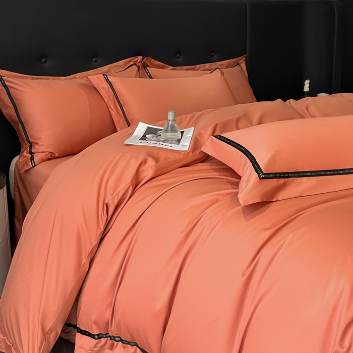 91家纺网 家纺一手货源 找家纺 （总）魅都 2025新款100s长绒棉简约织带轻奢风四件套-罗伊