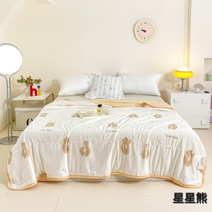 91家纺网 家纺一手货源 找家纺 悦织湾家纺2025新款冰丝冰激凌夏被 星星熊