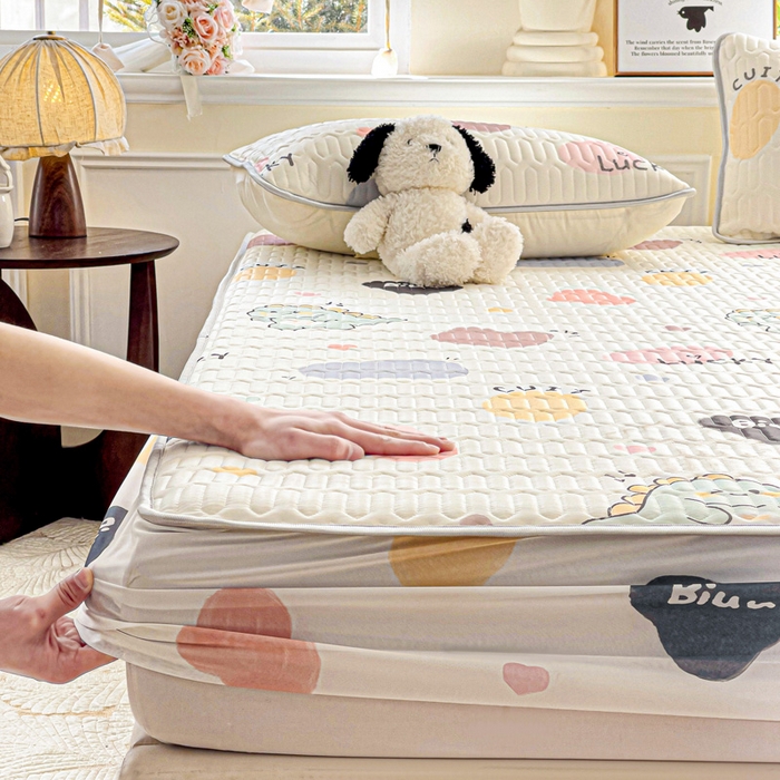 91家纺网 家纺一手货源 找家纺 富馨莱 2025新款A类凉感丝空气纤维凉席床笠款 萌萌龙