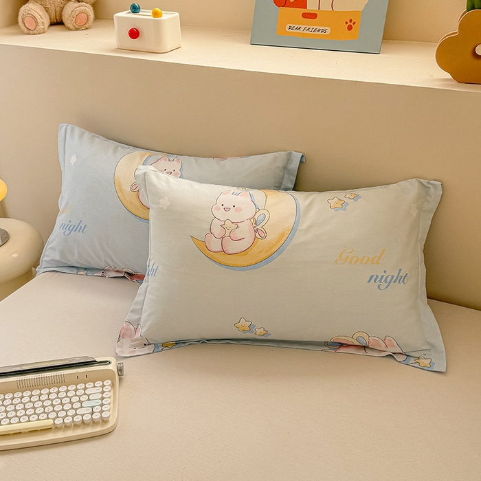 91家纺网 家纺一手货源 找家纺 绵庭家纺 2025新款12868全棉套件单品系列二四件套 月亮兔