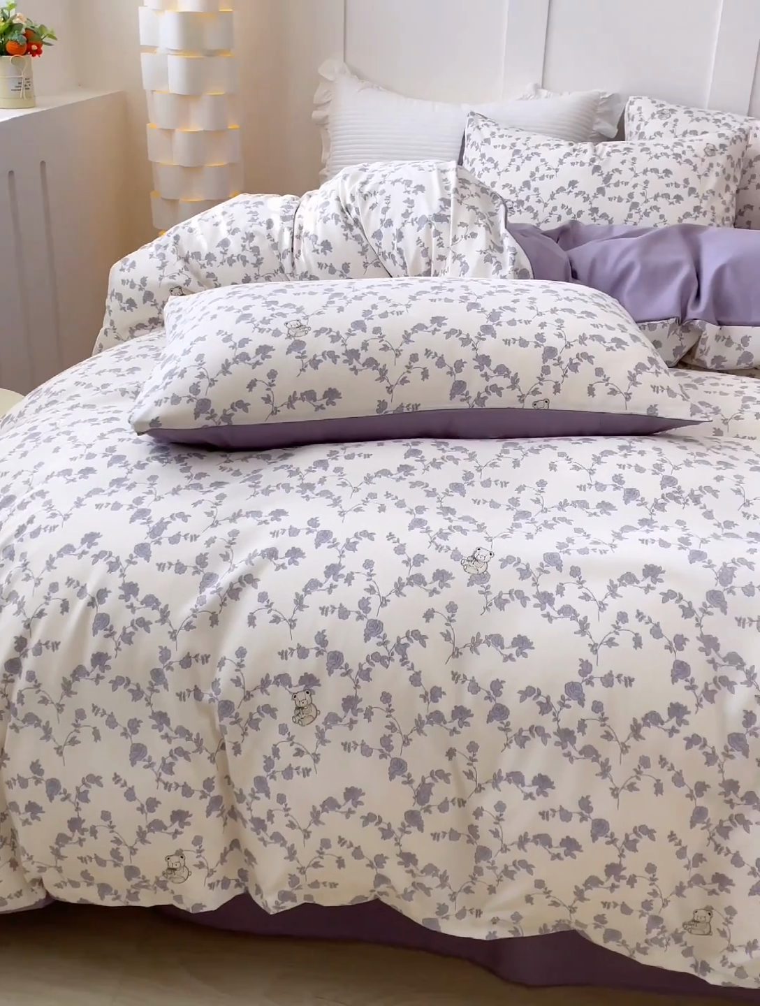 91家纺网 家纺一手货源 找家纺 汣沐生活 2025新款针织棉印花款四件套 梦栀子