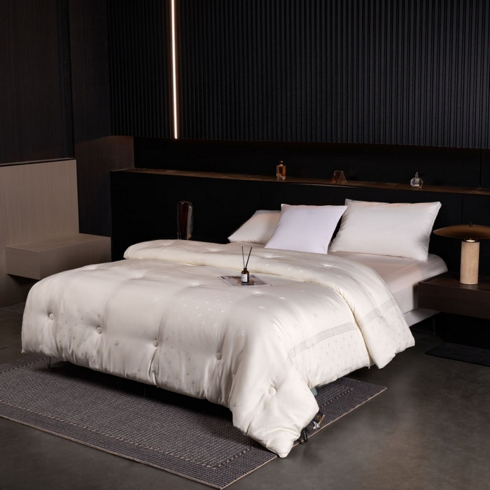 91家纺网 家纺一手货源 找家纺 朴罗 （ 原岚图）2025新款臻品欧式提花黄金大豆被被子被芯-千千阙歌 千千阙歌-米白