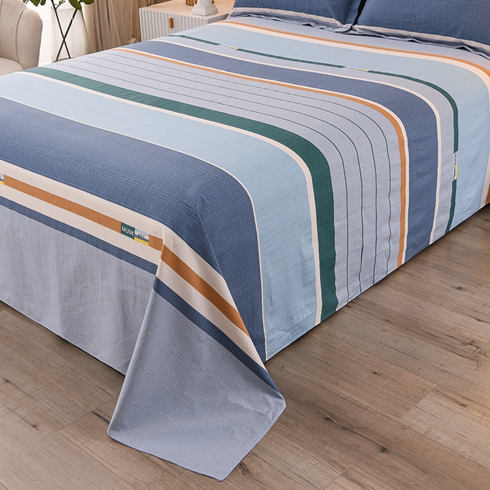 91家纺网 家纺一手货源 找家纺 润淳家居 2025新款老粗布三件套及单品 条致 蓝