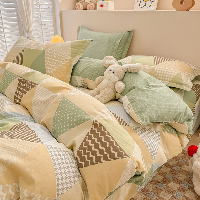 91家纺网 家纺一手货源 找家纺 绵庭家纺 2025新款12868全棉套件单品系列二四件套 云峰-绿