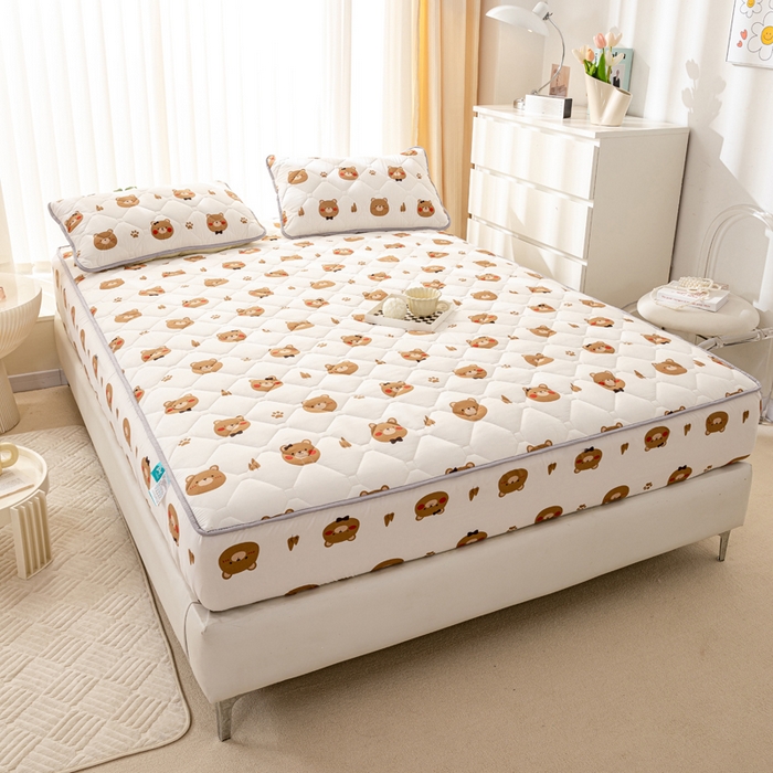 91家纺网 家纺一手货源 找家纺 云玲时尚 2025新款三防磨毛防水夹棉单人枕套 开心熊