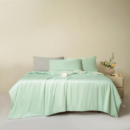 91家纺网 家纺一手货源 找家纺 莱登卡奴 2025新款A类云母凉感丝豆豆被夏被凉席系列-单夏被 凉感丝豆豆被-水绿