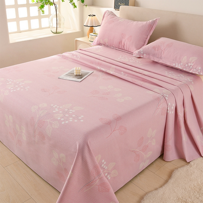 91家纺网 家纺一手货源 找家纺 润淳家居 2025新款老粗布三件套及单品 树影爱恋 粉