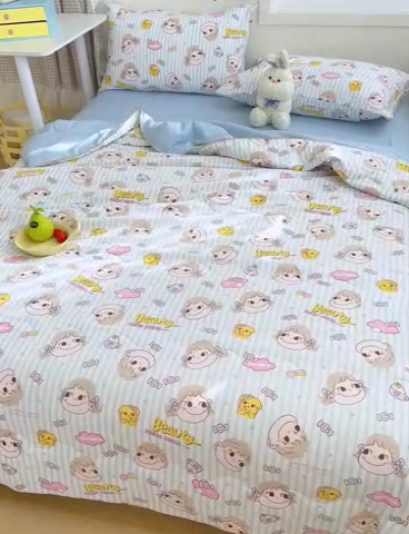 91家纺网 家纺一手货源 找家纺 太阳树家纺 2025新款A类母婴级双层纱大豆被大豆纤维夏被 不二家