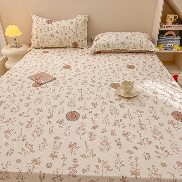 91家纺网 家纺一手货源 找家纺 2025新款12868全棉套件单品系列二单床笠 烟染秋色