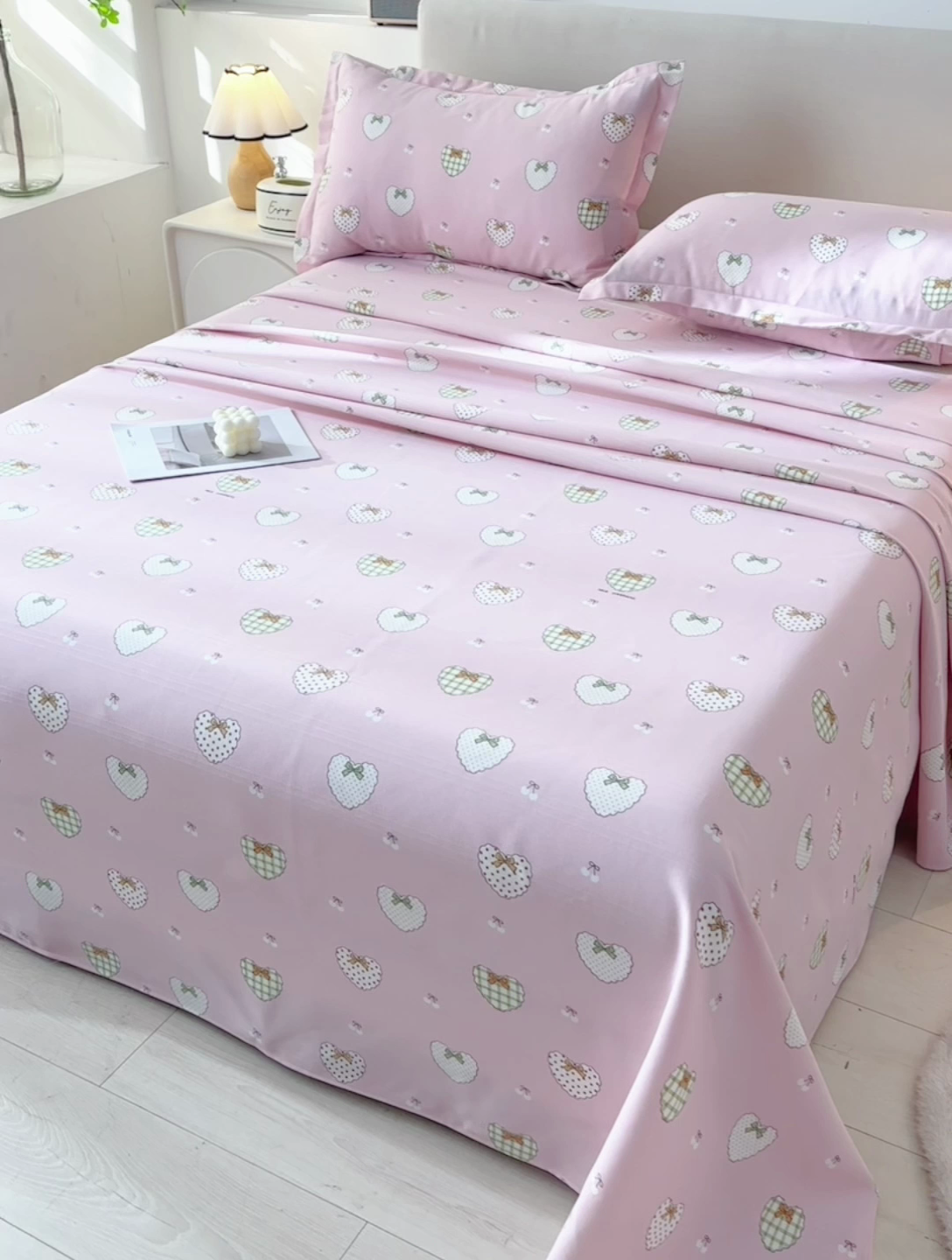 91家纺网 家纺一手货源 找家纺 润淳家居 2025新款老粗布三件套及单品 公主心愿 粉