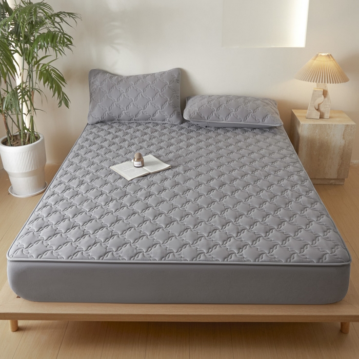 91家纺网 家纺一手货源 找家纺 雪云美2025新款全棉夹棉床笠13372斜纹A类纯棉床罩可定制尺寸-风车款 风车-发财灰