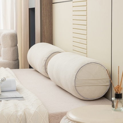 美达人 2025新款灯芯绒珍珠棉糖果圆枕 灯芯绒-米白-圆枕