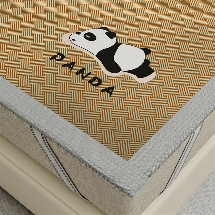 91家纺网 家纺一手货源 找家纺 叠派家纺  2025新款5A抗菌A类冰丝凉席-饼干花熊猫款 熊猫-棕色