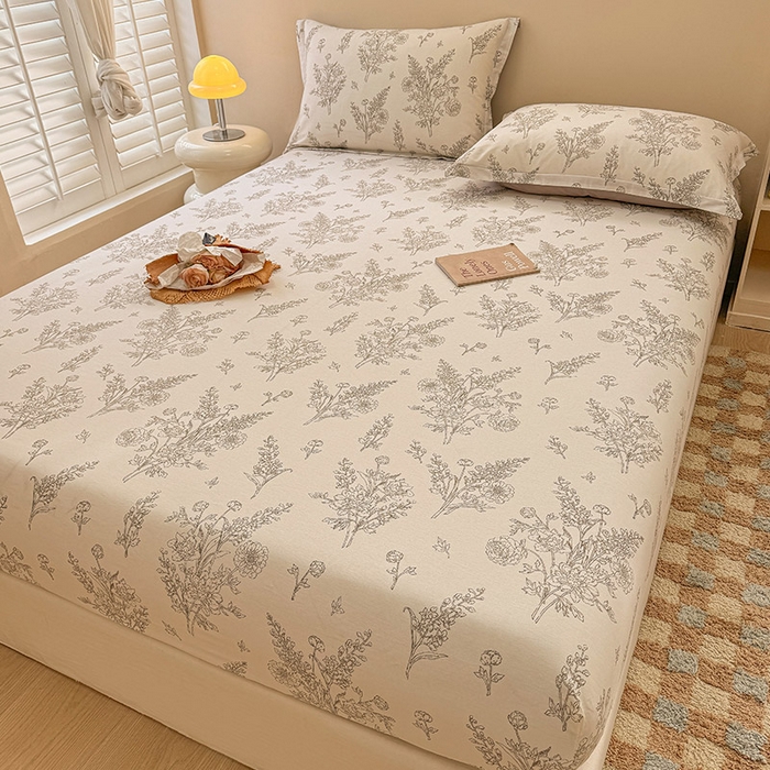 91家纺网 家纺一手货源 找家纺 2025新款12868全棉套件单品系列二单床笠 苏夏觅影