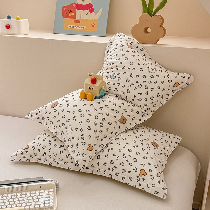 91家纺网 家纺一手货源 找家纺 绵庭家纺 2025新款12868全棉套件单品系列二四件套 豹纹小熊