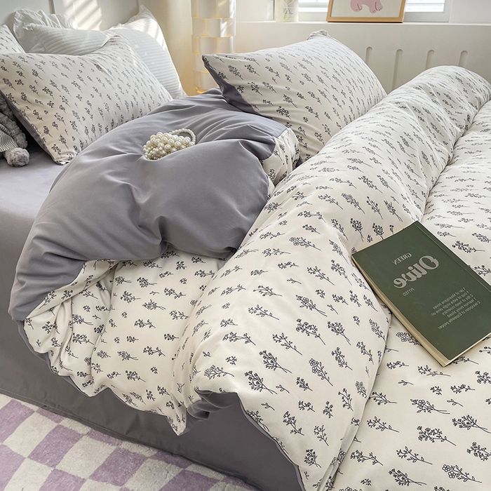 91家纺网 家纺一手货源 找家纺 汣沐生活 2025新款针织棉印花款四件套 小晴天