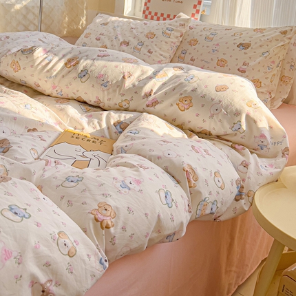 91家纺网 家纺一手货源 找家纺 （总）名品家纺 2025新款水洗双层纱印花四件套