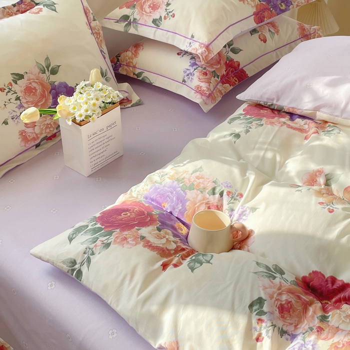 91家纺网 家纺一手货源 找家纺 铭博家纺 新款直播爆款网红全棉四件套13070印花吊边一字绣纯棉被套工艺款 宁洛薇1