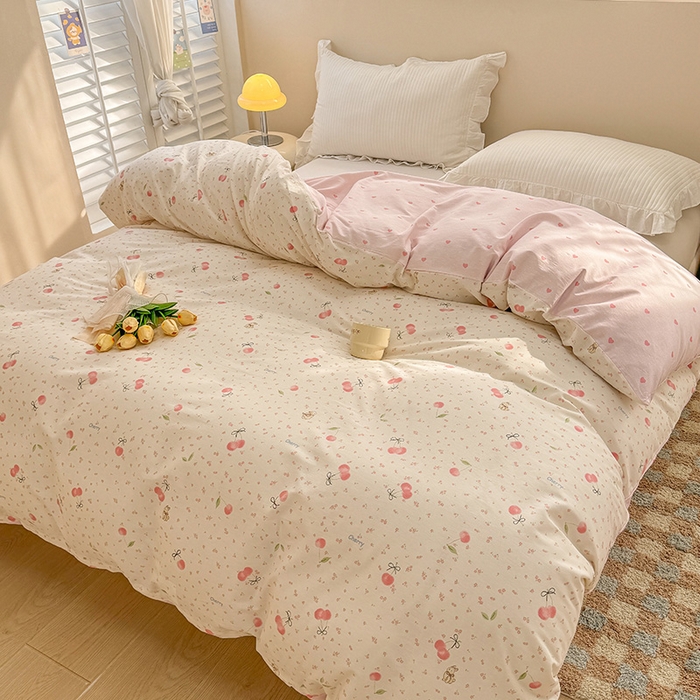 91家纺网 家纺一手货源 找家纺 绵庭家纺 2025新款12868全棉套件单品系列二单被套 樱桃甜宠