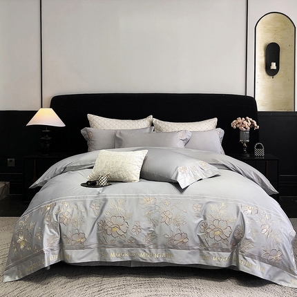 91家纺网 家纺一手货源 找家纺 （总）慕晨家纺 2025新款高密全棉40s重工刺绣简奢高端纯棉四件套直播礼盒装