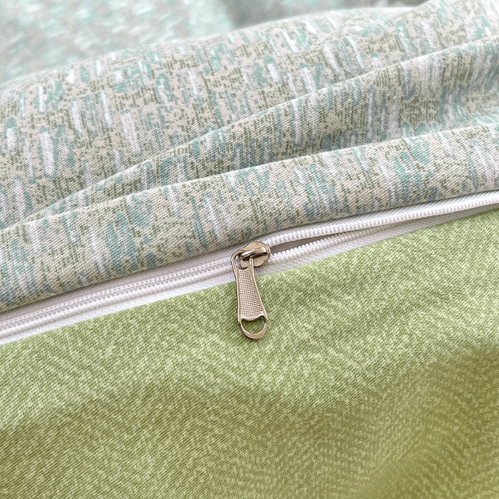 91家纺网 家纺一手货源 找家纺 简约 2025新款全棉四件套活性生态磨毛四件套 山茶诗篇-绿