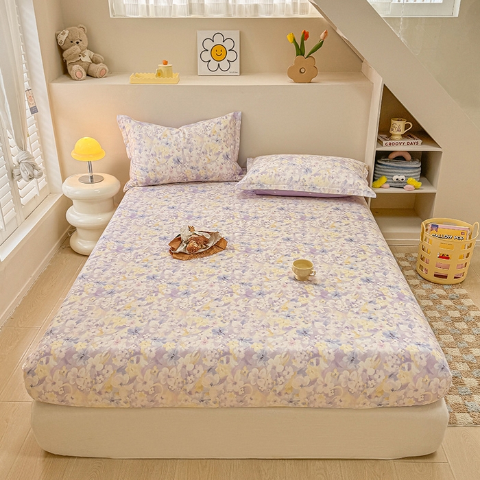 91家纺网 家纺一手货源 找家纺 2025新款12868全棉套件单品系列二单床笠 香颂蝶舞