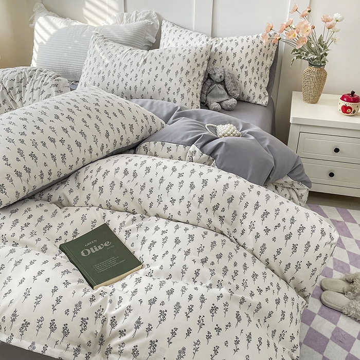 91家纺网 家纺一手货源 找家纺 汣沐生活 2025新款针织棉印花款四件套 小晴天