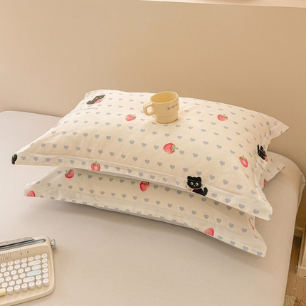 绵庭家纺 2025新款12868全棉套件单品系列二单枕套 甜心蜜趣