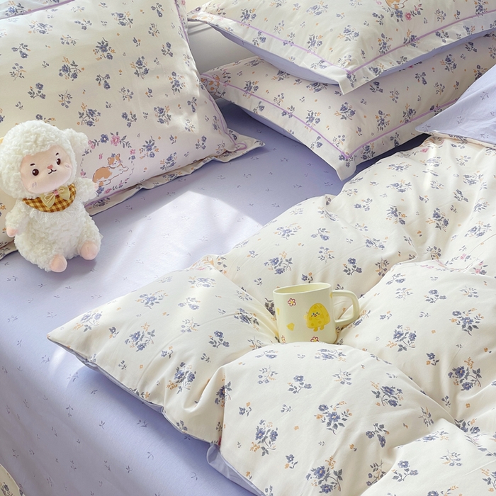 91家纺网 家纺一手货源 找家纺 铭博家纺 新款直播爆款网红全棉四件套13070印花吊边一字绣纯棉被套工艺款 茶派