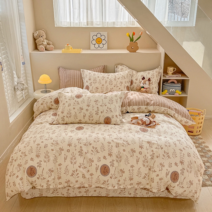 91家纺网 家纺一手货源 找家纺 绵庭家纺 2025新款12868全棉套件单品系列二四件套 烟染秋色