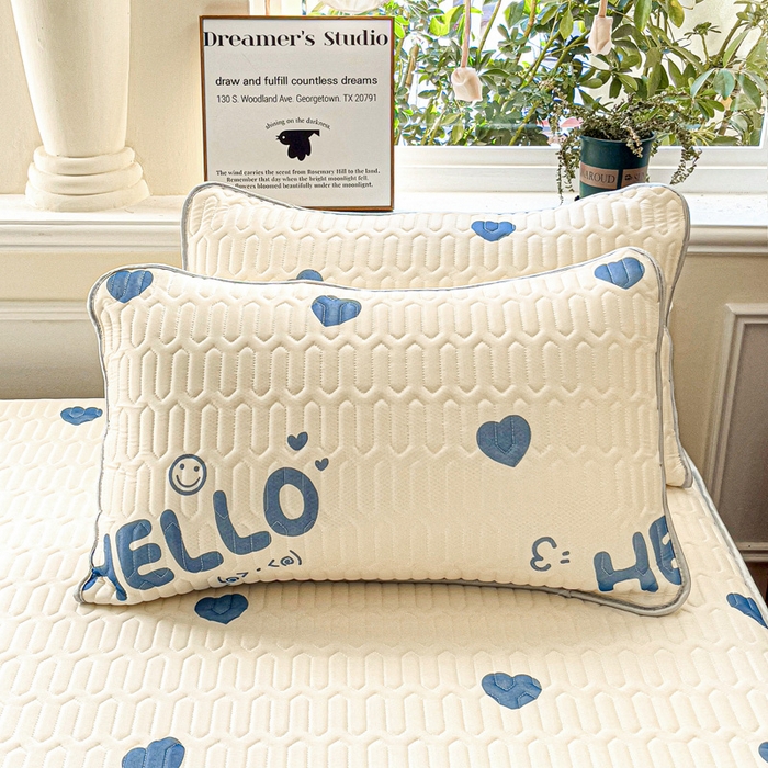 91家纺网 家纺一手货源 找家纺 富馨莱 2025新款A类凉感丝空气纤维凉席床笠款 蓝色梦幻