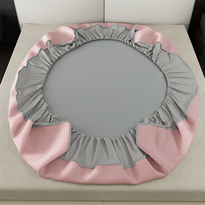 91家纺网 家纺一手货源 找家纺 叠派家纺  2025新款5A抗菌A类冰丝凉席-饼干花熊猫款 床笠-熊猫-粉色