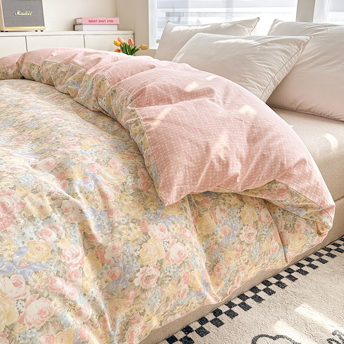 91家纺网 家纺一手货源 找家纺 绵庭家纺 2025新款12868全棉套件单品系列二单被套 暖阳绿意