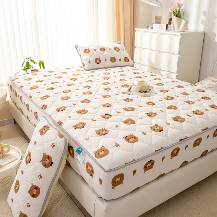 91家纺网 家纺一手货源 找家纺 云玲时尚 2025新款三防磨毛防水夹棉单人枕套 开心熊