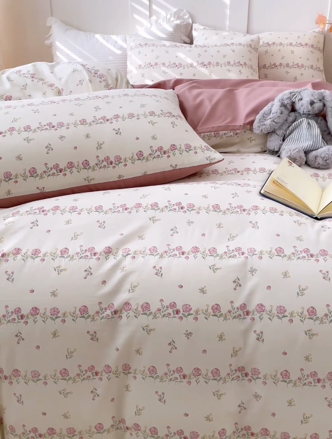 91家纺网 家纺一手货源 找家纺 汣沐生活 2025新款针织棉印花款四件套 夏日蔷薇