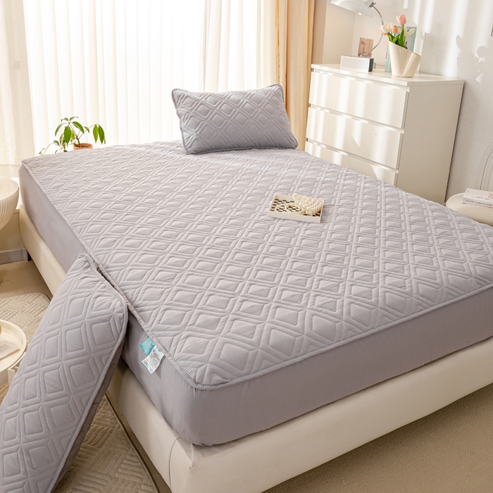 91家纺网 家纺一手货源 找家纺 云玲时尚 2025新款三防磨毛防水夹棉单人枕套 浅灰