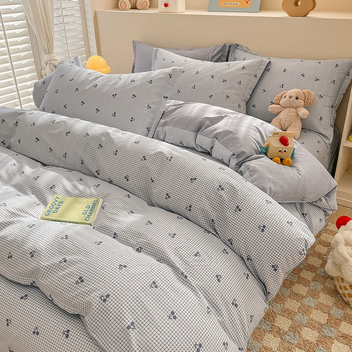 91家纺网 家纺一手货源 找家纺 绵庭家纺 2025新款12868全棉套件单品系列二四件套 樱姿-灰