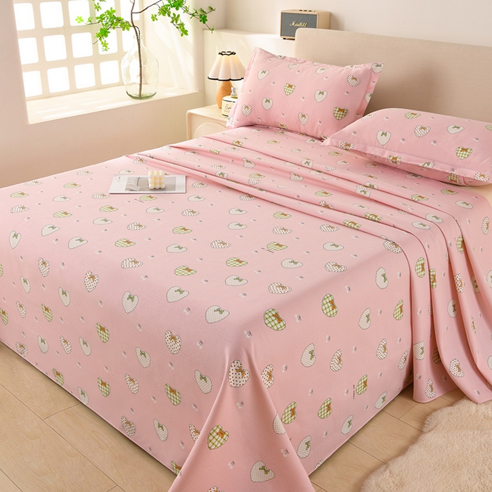 91家纺网 家纺一手货源 找家纺 润淳家居 2025新款老粗布三件套及单品 公主心愿 粉