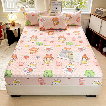 富馨莱 2025新款A类凉感丝空气纤维凉席床笠款 小兔姑娘