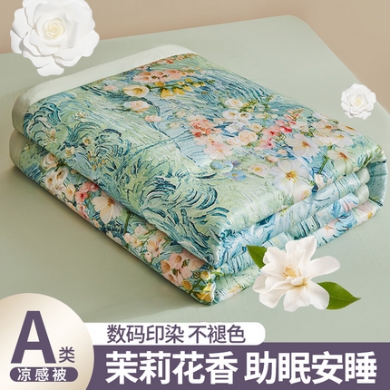 91家纺网 家纺一手货源 找家纺 兴邦 2026新款直播爆款夏被花香凉感数码印花夏凉被空调被可机洗被芯 陌上花开