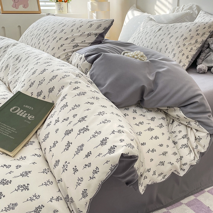 91家纺网 家纺一手货源 找家纺 汣沐生活 2025新款针织棉印花款四件套 小晴天