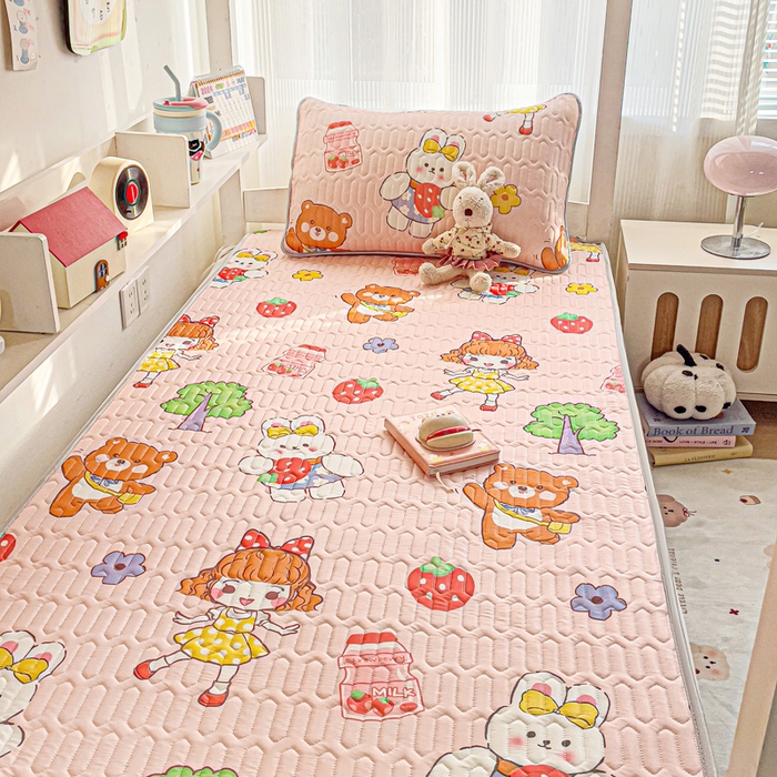 91家纺网 家纺一手货源 找家纺 富馨莱 2025新款A类凉感丝空气纤维凉席学生款 小兔姑娘