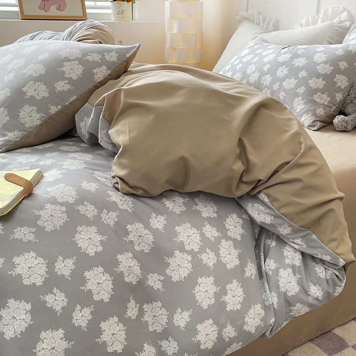 91家纺网 家纺一手货源 找家纺 汣沐生活 2025新款针织棉印花款四件套 时宜-咖